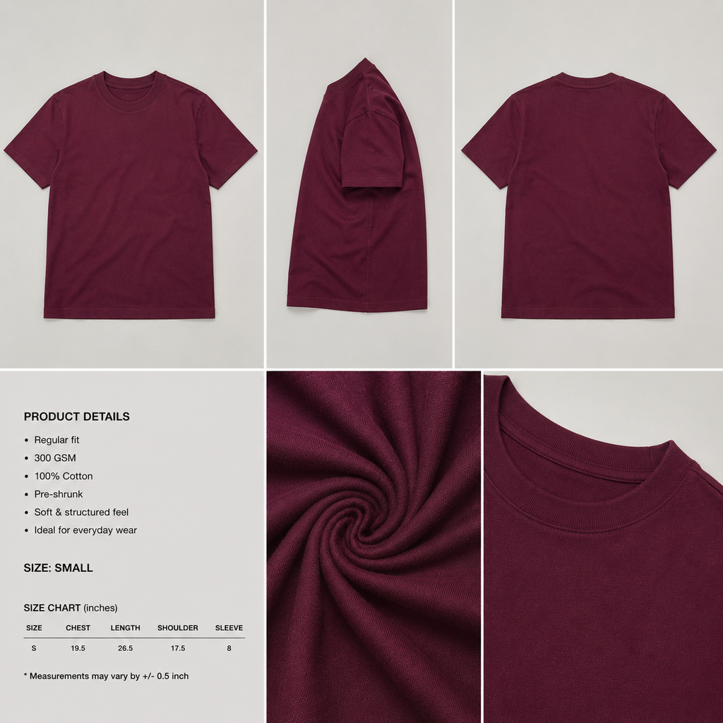 FOLDE Essential Tee — Maroon
