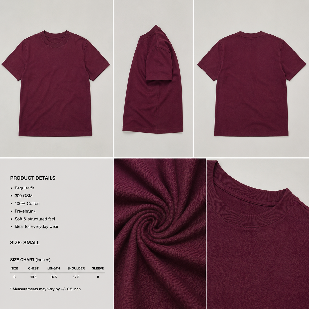FOLDE Essential Tee — Maroon
